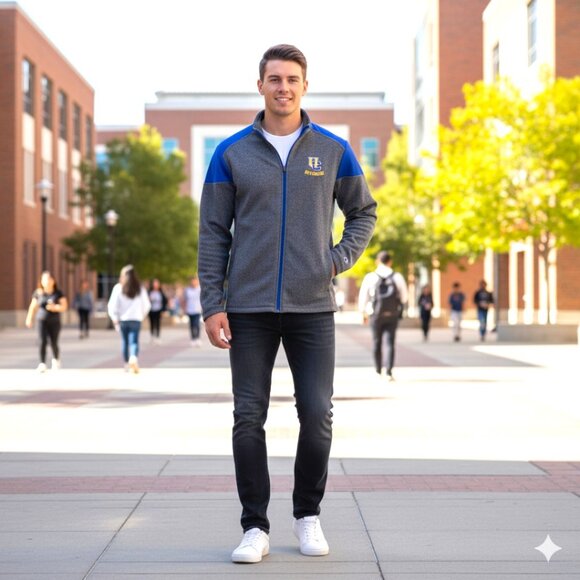 Champion UC Riverside Full Zip Jacket Men’s Medium Gray Blue Fleece Highlanders - Picture 2 of 10
